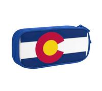 LONGZEHAO Big Capacity Colorado state flag Print Pencil Case,Double layer zipper Pencil box Makeup Pouch Organizer