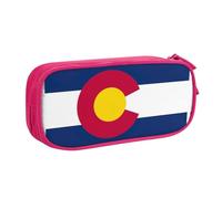 LONGZEHAO Big Capacity Colorado state flag Print Pencil Case,Double layer zipper Pencil box Makeup Pouch Organizer