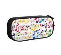 LONGZEHAO Big Capacity Colorful Music Notes Print Pencil Case,Double layer zipper Pencil box Makeup Pouch Organizer