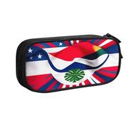 LONGZEHAO Big Capacity Costa Rica Flag Print Pencil Case,Double layer zipper Pencil box Makeup Pouch Organizer