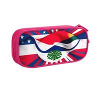 LONGZEHAO Big Capacity Costa Rica Flag Print Pencil Case,Double layer zipper Pencil box Makeup Pouch Organizer