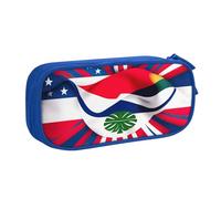 LONGZEHAO Big Capacity Costa Rica Flag Print Pencil Case,Double layer zipper Pencil box Makeup Pouch Organizer