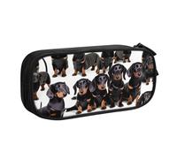 Longzehao Big Capacity Dachshund Weiner Pet Dog Print Pencil Case,Double layer zipper Pencil box Makeup Pouch Organizer