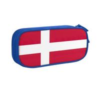 LONGZEHAO Big Capacity Danish flag Print Pencil Case,Double layer zipper Pencil box Makeup Pouch Organizer