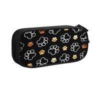LONGZEHAO Big Capacity Dog Paw Prints Print Pencil Case,Double layer zipper Pencil box Makeup Pouch Organizer
