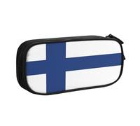LONGZEHAO Big Capacity Finnish flag Print Pencil Case,Double layer zipper Pencil box Makeup Pouch Organizer