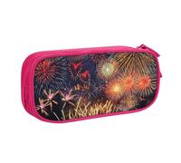 Longzehao Big Capacity Fireworks Print Pencil Case,Double layer zipper Pencil box Makeup Pouch Organizer