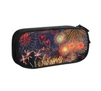 Longzehao Big Capacity Fireworks Print Pencil Case,Double layer zipper Pencil box Makeup Pouch Organizer