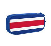 LONGZEHAO Big Capacity Flag of Costa Rica Print Pencil Case,Double layer zipper Pencil box Makeup Pouch Organizer