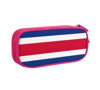 LONGZEHAO Big Capacity Flag of Costa Rica Print Pencil Case,Double layer zipper Pencil box Makeup Pouch Organizer