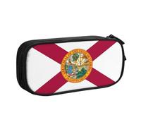 LONGZEHAO Big Capacity Flag of Florida Print Pencil Case,Double layer zipper Pencil box Makeup Pouch Organizer