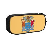 LONGZEHAO Big Capacity Flag of New Jersey Print Pencil Case,Double layer zipper Pencil box Makeup Pouch Organizer