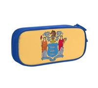 LONGZEHAO Big Capacity Flag of New Jersey Print Pencil Case,Double layer zipper Pencil box Makeup Pouch Organizer