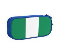 LONGZEHAO Big Capacity Flag of Nigeria Print Pencil Case,Double layer zipper Pencil box Makeup Pouch Organizer