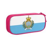 LONGZEHAO Big Capacity Flag of San Marino Print Pencil Case,Double layer zipper Pencil box Makeup Pouch Organizer