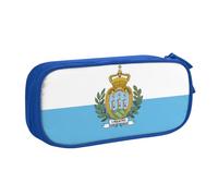 LONGZEHAO Big Capacity Flag of San Marino Print Pencil Case,Double layer zipper Pencil box Makeup Pouch Organizer