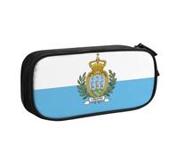 LONGZEHAO Big Capacity Flag of San Marino Print Pencil Case,Double layer zipper Pencil box Makeup Pouch Organizer