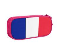 LONGZEHAO Big Capacity French flag Print Pencil Case,Double layer zipper Pencil box Makeup Pouch Organizer
