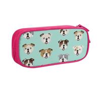 LONGZEHAO Big Capacity Funny English Bulldog Print Pencil Case,Double layer zipper Pencil box Makeup Pouch Organizer