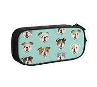 LONGZEHAO Big Capacity Funny English Bulldog Print Pencil Case,Double layer zipper Pencil box Makeup Pouch Organizer