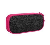 LONGZEHAO Big Capacity gothic wallpaper skull Print Pencil Case,Double layer zipper Pencil box Makeup Pouch Organizer