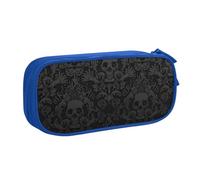 LONGZEHAO Big Capacity gothic wallpaper skull Print Pencil Case,Double layer zipper Pencil box Makeup Pouch Organizer