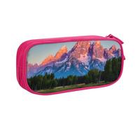LONGZEHAO Big Capacity grand teton national park Print Pencil Case,Double layer zipper Pencil box Makeup Pouch Organizer