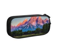 LONGZEHAO Big Capacity grand teton national park Print Pencil Case,Double layer zipper Pencil box Makeup Pouch Organizer