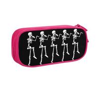 Longzehao Big Capacity Halloween Posable Skeleton Skull Print Pencil Case,Double layer zipper Pencil box Makeup Pouch Organizer