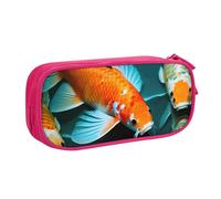 LONGZEHAO Big Capacity HD Koi Fish Print Pencil Case,Double layer zipper Pencil box Makeup Pouch Organizer