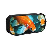 LONGZEHAO Big Capacity HD Koi Fish Print Pencil Case,Double layer zipper Pencil box Makeup Pouch Organizer