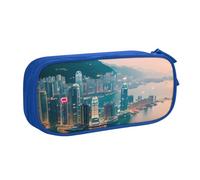 LONGZEHAO Big Capacity Hong Kong Print Pencil Case,Double layer zipper Pencil box Makeup Pouch Organizer