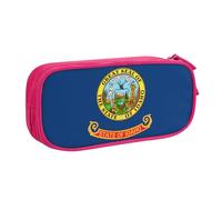 LONGZEHAO Big Capacity Idaho state flag Print Pencil Case,Double layer zipper Pencil box Makeup Pouch Organizer