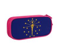 LONGZEHAO Big Capacity Indiana State Flag Print Pencil Case,Double layer zipper Pencil box Makeup Pouch Organizer