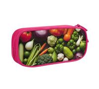 LONGZEHAO Big Capacity Introduction of various vegetables Print Pencil Case,Double layer zipper Pencil box Makeup Pouch Organizer