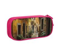 LONGZEHAO Big Capacity Italian Old Street Print Pencil Case,Double layer zipper Pencil box Makeup Pouch Organizer