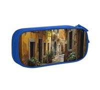 LONGZEHAO Big Capacity Italian Old Street Print Pencil Case,Double layer zipper Pencil box Makeup Pouch Organizer