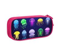 LONGZEHAO Big Capacity Jellyfish ocean Print Pencil Case,Double layer zipper Pencil box Makeup Pouch Organizer