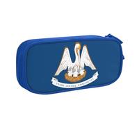 LONGZEHAO Big Capacity Louisiana State Flag Print Pencil Case,Double layer zipper Pencil box Makeup Pouch Organizer