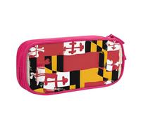 LONGZEHAO Big Capacity maryland flag Print Pencil Case,Double layer zipper Pencil box Makeup Pouch Organizer