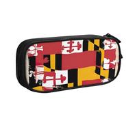 LONGZEHAO Big Capacity maryland flag Print Pencil Case,Double layer zipper Pencil box Makeup Pouch Organizer