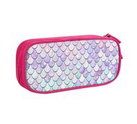 LONGZEHAO Big Capacity Mermaid Pastel Pink Purple Aqua Tea Print Pencil Case,Double layer zipper Pencil box Makeup Pouch Organizer