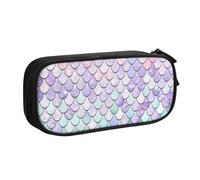LONGZEHAO Big Capacity Mermaid Pastel Pink Purple Aqua Tea Print Pencil Case,Double layer zipper Pencil box Makeup Pouch Organizer