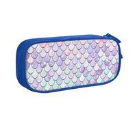 LONGZEHAO Big Capacity Mermaid Pastel Pink Purple Aqua Tea Print Pencil Case,Double layer zipper Pencil box Makeup Pouch Organizer