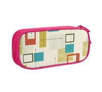 LONGZEHAO Big Capacity Mid Century Modern Print Pencil Case,Double layer zipper Pencil box Makeup Pouch Organizer
