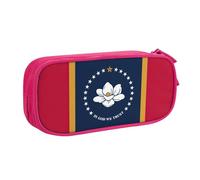 LONGZEHAO Big Capacity Mississippi State Flag Print Pencil Case,Double layer zipper Pencil box Makeup Pouch Organizer