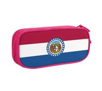 LONGZEHAO Big Capacity Missouri State Flag Print Pencil Case,Double layer zipper Pencil box Makeup Pouch Organizer