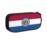 LONGZEHAO Big Capacity Missouri State Flag Print Pencil Case,Double layer zipper Pencil box Makeup Pouch Organizer