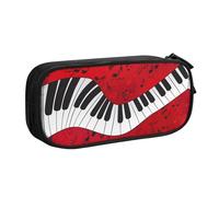 Longzehao Big Capacity Music Note Piano Print Pencil Case,Double layer zipper Pencil box Makeup Pouch Organizer
