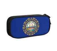 LONGZEHAO Big Capacity New Hampshire state flag Print Pencil Case,Double layer zipper Pencil box Makeup Pouch Organizer